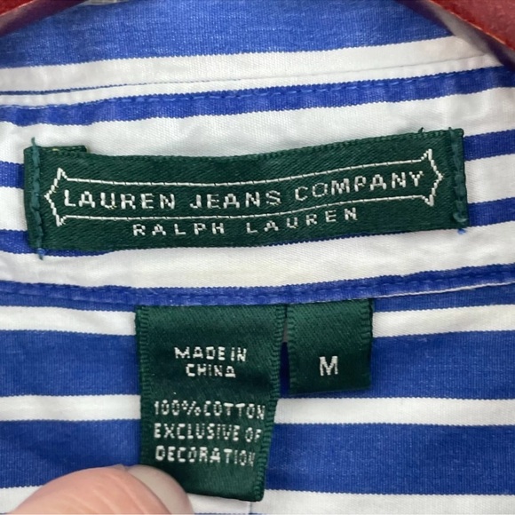 Ralph Lauren Shirt Long Sleeve Button Down Womens M striped blue - Picture 8 of 10